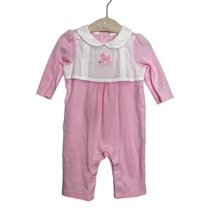 Janie and Jack Pink Poodle Collared One Piece Romper Baby Girl Sz 0-3M Retro